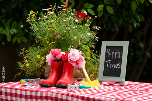 Happy Times Spring Decoration Setting on a Table