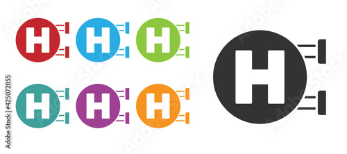 Black Hospital signboard icon isolated on white background. Set icons colorful. Vector