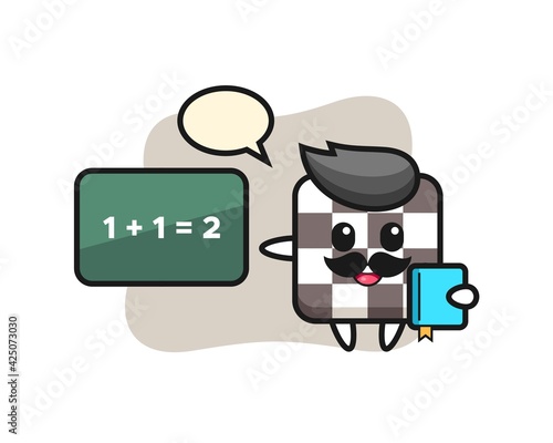 Illustration of chess board character as a teacher