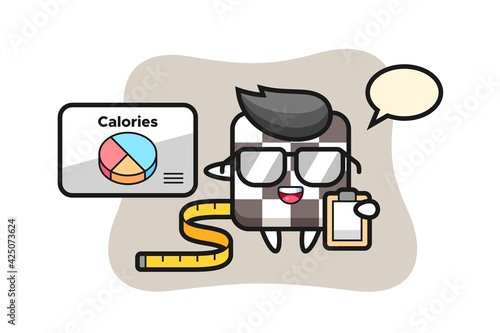 Illustration of chess board mascot as a dietitian