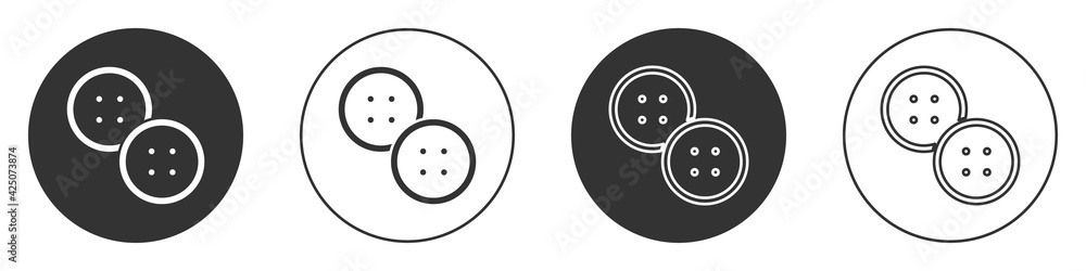Black Sewing button for clothes icon isolated on white background. Clothing button. Circle button. Vector Black Sewing button for clothes icon isolated on white background. Clothing button. Circle button. Vector
