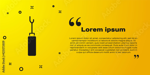 Black Awl tool with wooden handle icon isolated on yellow background. Work equipment tailor industry. Vector