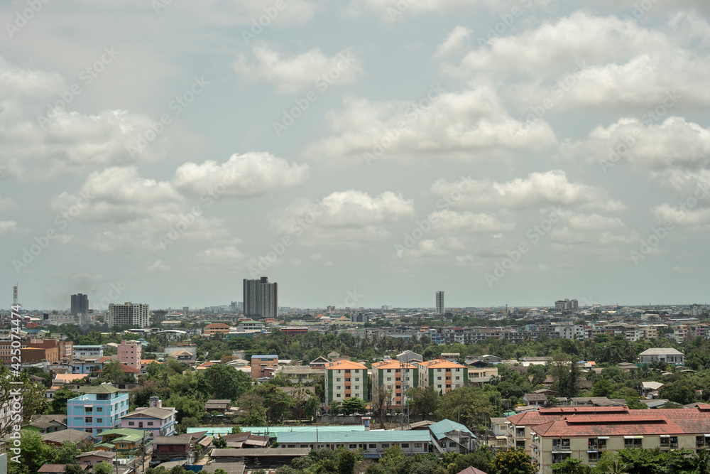  View of Bangkok City Scape with blue sky