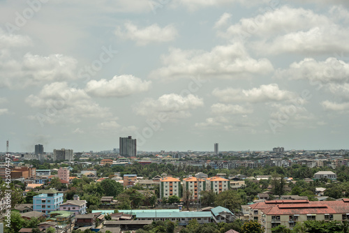  View of Bangkok City Scape with blue sky
