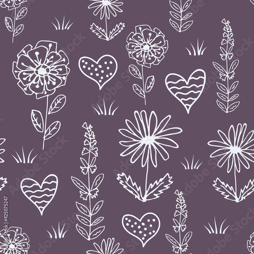 Seamless children s pattern with fabulous flowers