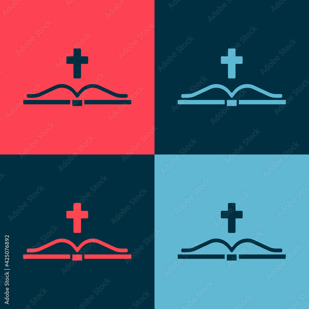 Pop art Holy bible book icon isolated on color background. Vector Pop art Holy bible book icon isolated on color background. Vector