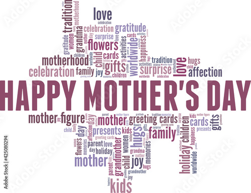 Happy Mother's Day vector illustration word cloud isolated on a white background.