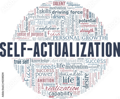 Self-actualization vector illustration word cloud isolated on a white background.