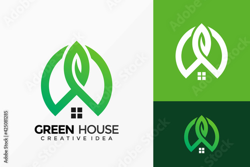 Green House Business Logo Vector Design. Abstract emblem, designs concept, logos, logotype element for template.