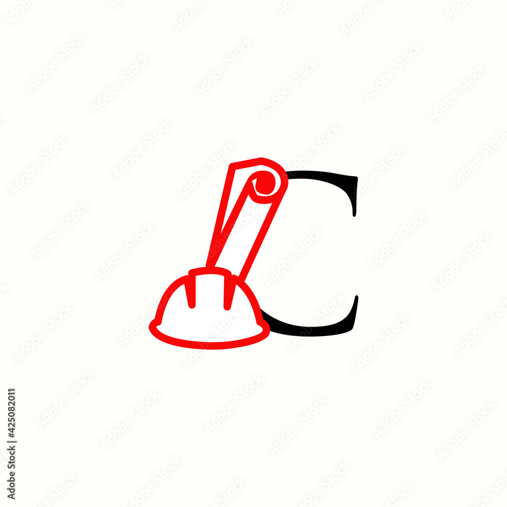 logo letter c with icon civil engineering vector design Stock Vector ...