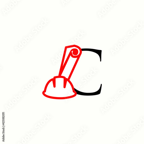 logo letter c with icon civil engineering vector design	