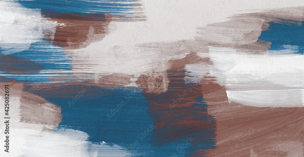Abstract painting. Versatile artistic backdrop for creative design projects: posters, banners, cards, websites, invitations, magazines, wallpapers. Hand painted background. Blue and brown colours.