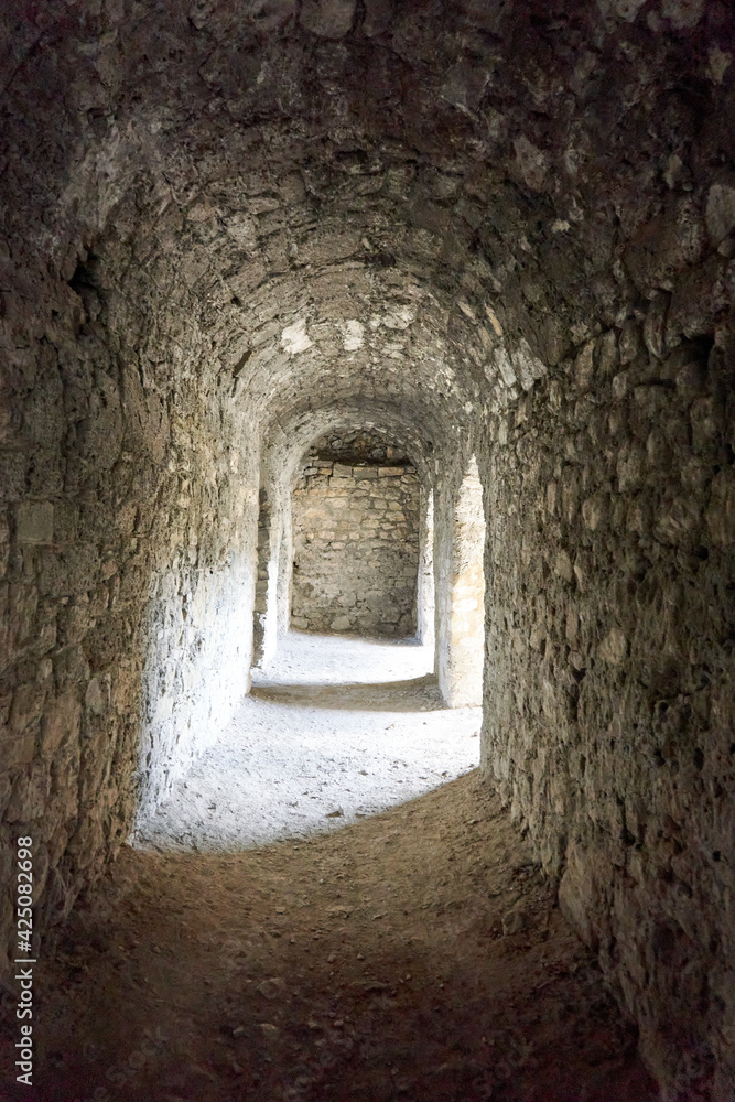 stone tunnel in an old castle 