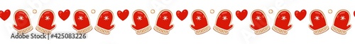 Christmas gingerbread cookies seamless border isolated. New year decorative garland. Cartoon hand drawn vector illustration.