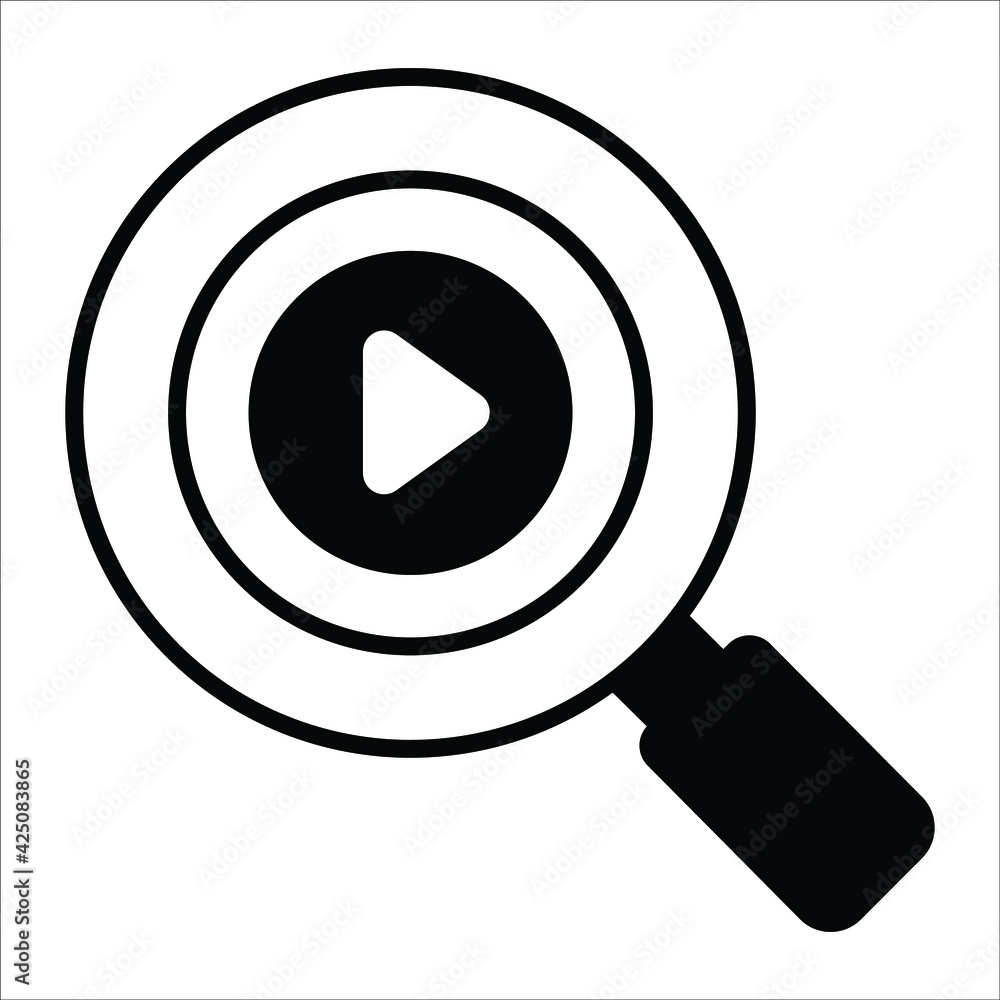 search video black filled icon modern illustration search video black filled icon modern illustration