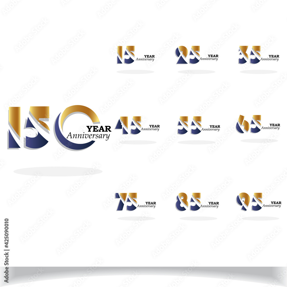 Fototapeta premium Anniversary Celebration Set Blue Color Vector Template Design Illustration