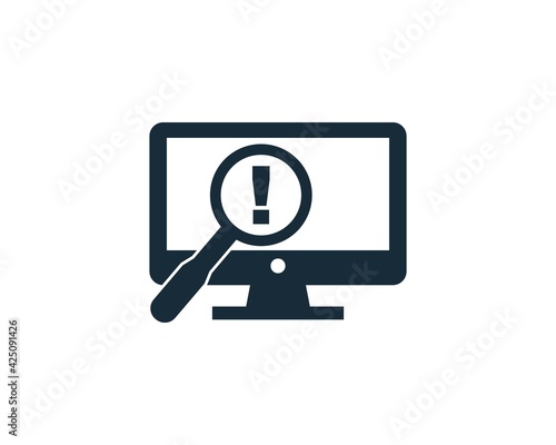 Command Sign Screen and Magnifying Glass Icon Vector Logo Template Illustration Design