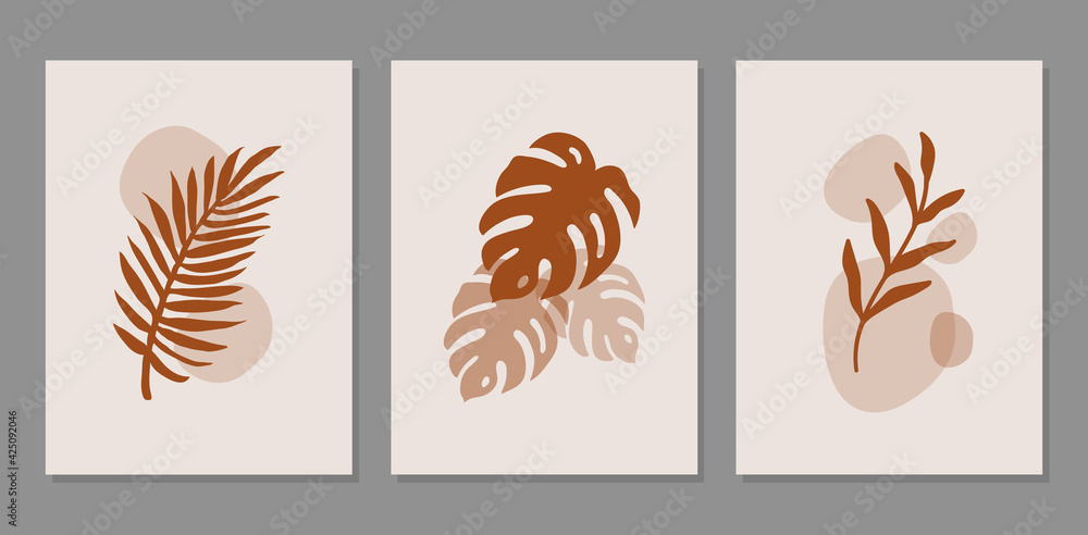 Modern abstract set aesthetic backgrounds with organic shapes and branch. Wall decor in boho style. Mid century vector print for cover, wallpaper, card, social media, interior decor Modern abstract set aesthetic backgrounds with organic shapes and branch. Wall decor in boho style. Mid century vector print for cover, wallpaper, card, social media, interior decor
