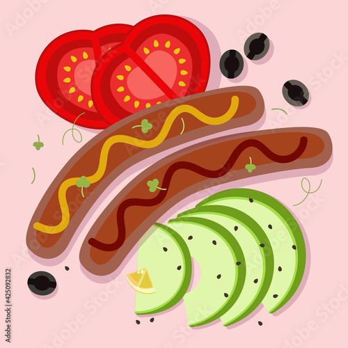 Breakfast. Colored vector illustration on a light background.