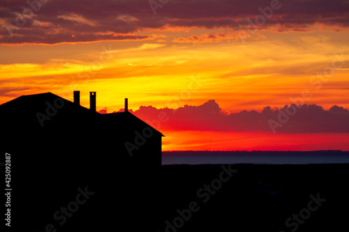 home at sunset, relaxation and rest