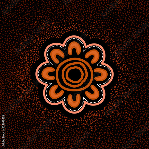 People Sitting Symbol  - Aboriginal art background