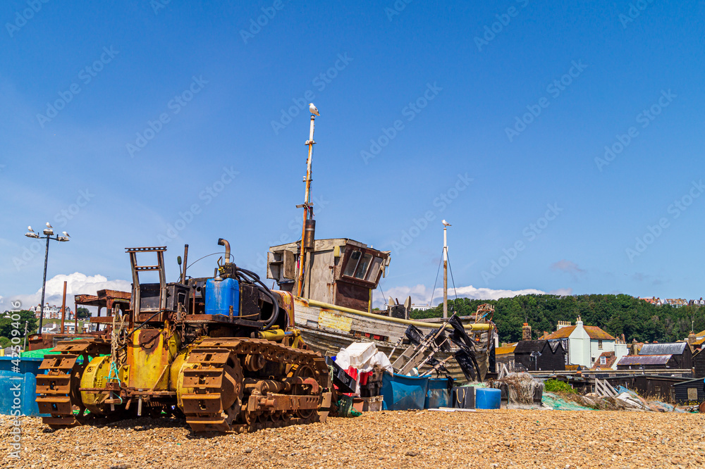 Hastings Fishing Beach, East Sussex, United Kingdom Hastings Fishing Beach, East Sussex, United Kingdom