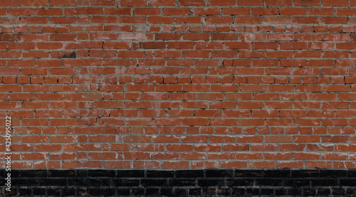 Wide red brick wall texture