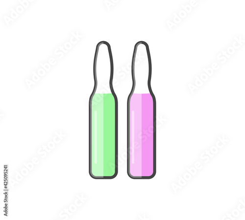 Vector icon ampoule with medicine, vaccine on white isolated background.