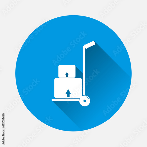 Vector icon shows the presence of porters.Vector icon baggage icon on blue background. Flat image with long shadow.