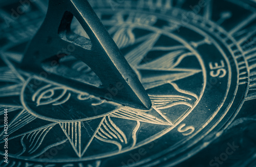 Detail of a sundial At Hidcote Gardens, Gloucestershire photo