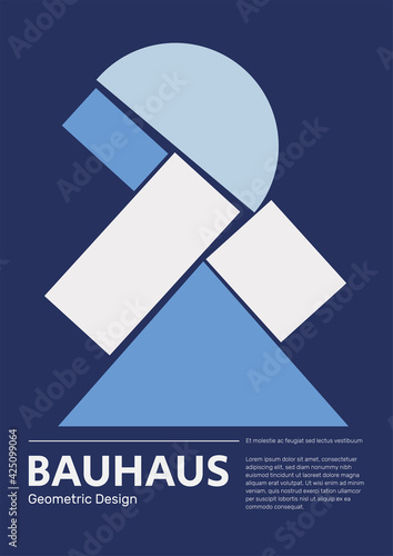 Photo Modern Bauhaus poster design with lettering and pattern