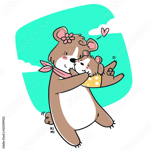 osita y su osito  ilustración trabajada con tableta digital