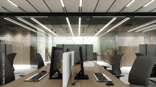 A span of modern office space. Empty office.