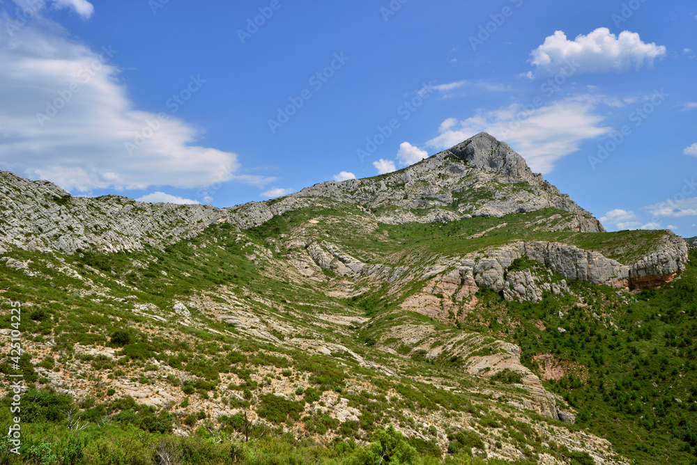 Pic des Mouches à la montagne de la sainte Victoire, en pays aixois,  Aix-en-Provence (13080), département des Bouches-du-Rhône en région Provence-Alpes-Côte-d'Azur, France