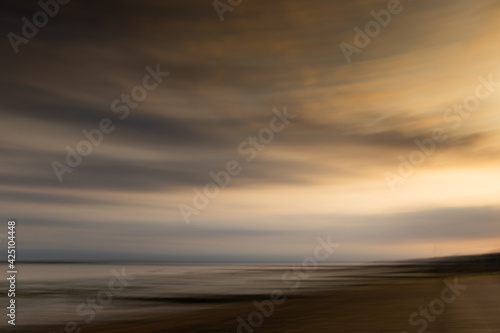 Abstract beach seascape sunset with ICM
