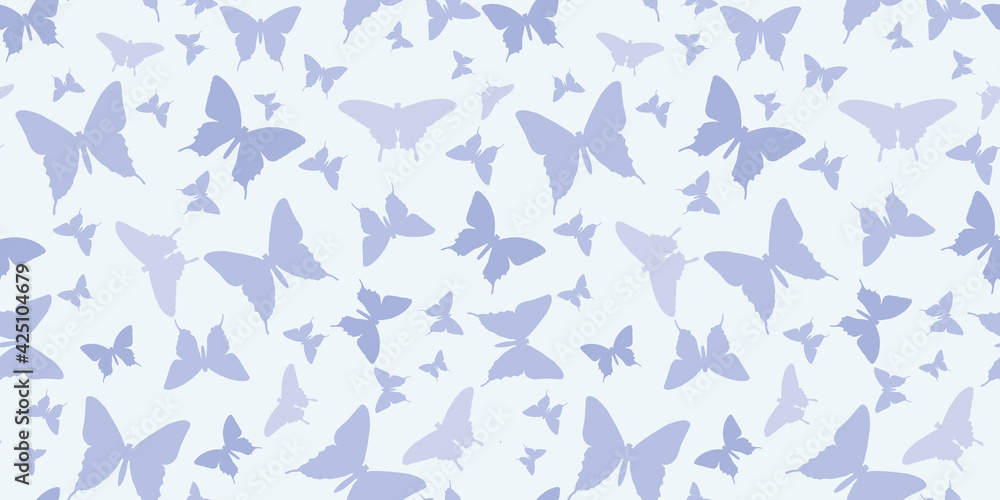 Butterfly silhouette seamless vector pattern background, blue Butterfly silhouette seamless vector pattern background, blue