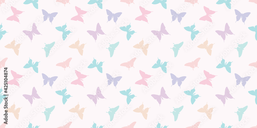 Butterfly silhouette seamless vector pattern background