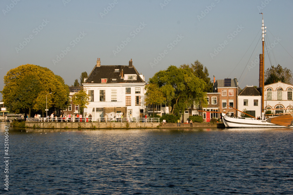 View over Schie river in Delft, The Netherlands View over Schie river in Delft, The Netherlands