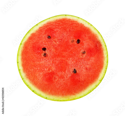 Close up half of red watermelon cut isolated
