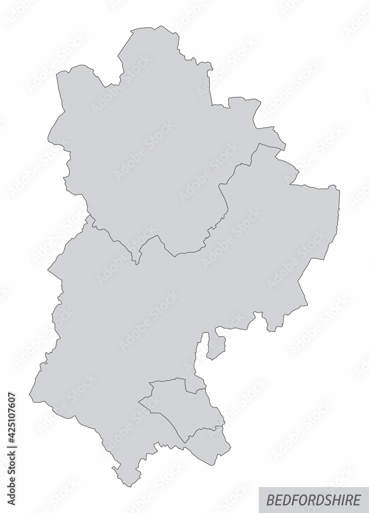 Bedfordshire county administrative map