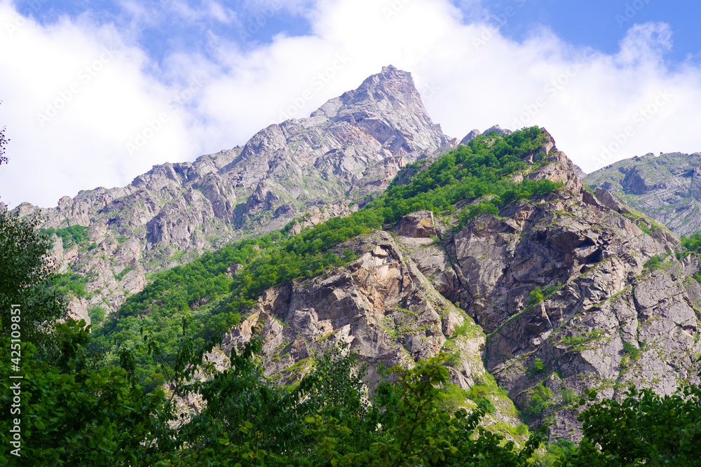 Mountain rocky peaks in the Cherek gorge