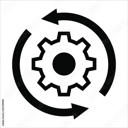 production, productivity black filled vector icon isolated