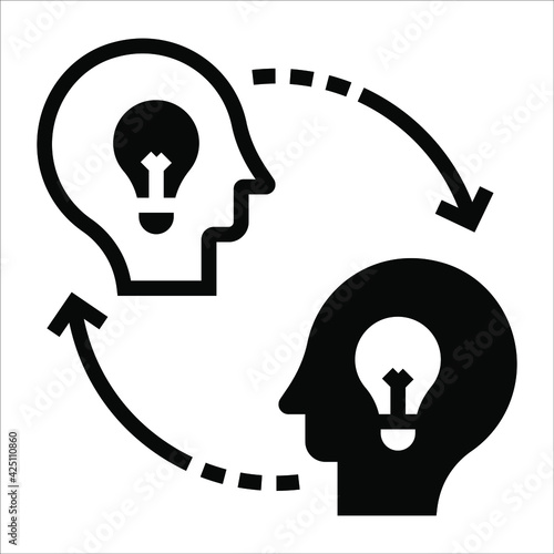 skill transferring black filled vector icon isolated