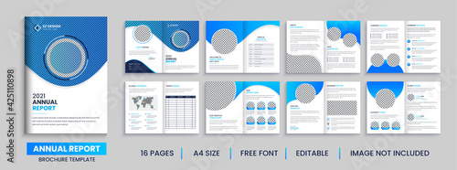 Creative corporate business annual report  brochure design with blue and black color geometric shapes Premium Vector