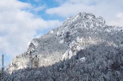 Obraz na plátně Schloss Neuschwanstein vor dem Tegelberg