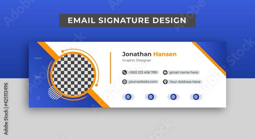 Email Signature Design  Template Or Email Footer And Personal Social Media Banner, Creative Blue And Yellow Colour Web Adds Banner