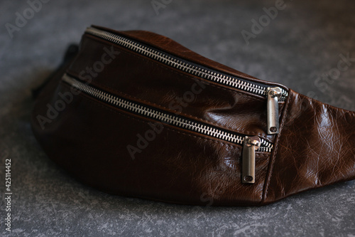 brown leather waist bag