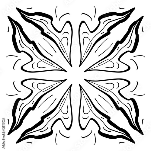 Vector seamless pattern tile - hand drawn decorative symmetrical element