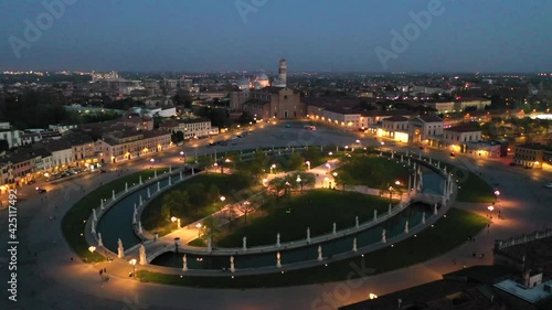 Padua, Veneto, Italy. Prato della Valle, the Abbey of Santa Giusta and the Basilica of Sant'Antonio.
Aerial shot with drone of the historic center of Padua photo