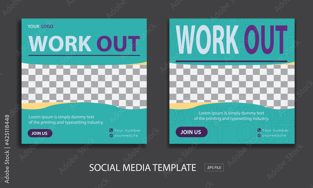 
gym or fitness, Suitable for social media post and web internet ads. Vector illustration with photo college